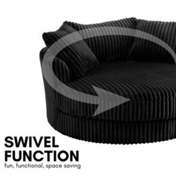 Home Detail Sky Swivel Loveseat, Black Jumbo Teddy Cord - thumbnail 4