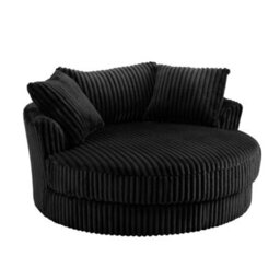 Home Detail Sky Swivel Loveseat, Black Jumbo Teddy Cord - thumbnail 3