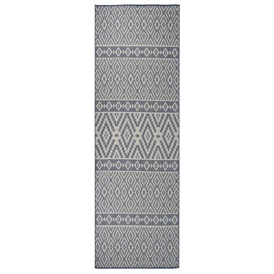 Berkfield Outdoor Flatweave Rug 80X250 Cm Blue Stripes