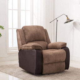 SquareBoxx Esher Jumbo Cord Fabric Recliner Armchair - Brown - thumbnail 1
