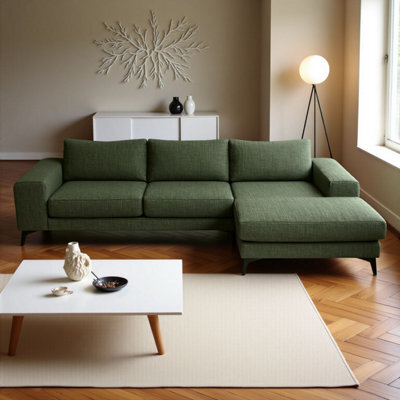 Abakus Direct Venice Corner Sofa In Forest Green Right Facing With Deep Seats And Extra-Wide Padded Arms - image 1