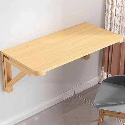 60X40Cm Solid Wood Folding Wall Mounted Table Drop Leaf Laptop Desk Cafe Dining Table - image 1