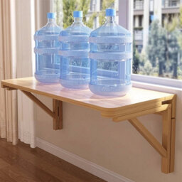60X40Cm Solid Wood Folding Wall Mounted Table Drop Leaf Laptop Desk Cafe Dining Table - thumbnail 5