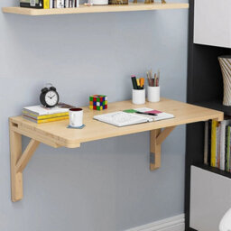 60X40Cm Solid Wood Folding Wall Mounted Table Drop Leaf Laptop Desk Cafe Dining Table - thumbnail 6