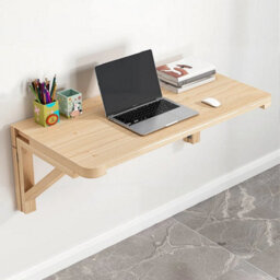 60X40Cm Solid Wood Folding Wall Mounted Table Drop Leaf Laptop Desk Cafe Dining Table - thumbnail 3