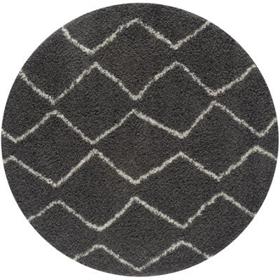 The Rugs Moroccan Shaggy Rugs And Runners Soft Fluffy Wavy Trellis Design High Pile Dark Grey And Ivory Living Room Kitchen Hallway 840 - image 1