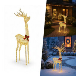 Pegdev - Pdl - 127Cm Gold Rattan Led Christmas Reindeer Outdoor Decoration With 450 Warm White Lights Weather Resistant Display - thumbnail 4