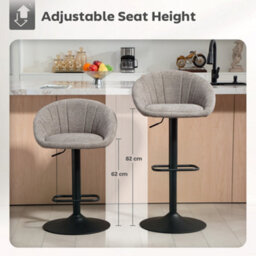 Homcom Swivel Bar Stools Set Of 2 Height Adjustable Bar Chairs Grey - thumbnail 4