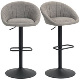 Homcom Swivel Bar Stools Set Of 2 Height Adjustable Bar Chairs Grey - thumbnail 2
