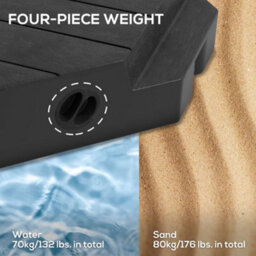 Outsunny Umbrella Weights For Offset Parasols, 80Kg Sand Or 60Kg Water Filled - thumbnail 5