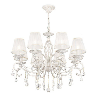 Luminosa Lighting Luminosa Grace Chandelier White With Gold & Crystal, With Shades, 8 Light, E14 - image 1