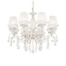 Luminosa Lighting Luminosa Grace Chandelier White With Gold & Crystal, With Shades, 8 Light, E14 - thumbnail 3