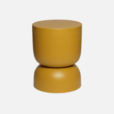 Sweeek - Side Table End Table Metal Bedside Table Diam.32 X H42Cm Madi Mustard Yellow 32X32X42 Cm - image 1