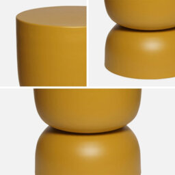 Sweeek - Side Table End Table Metal Bedside Table Diam.32 X H42Cm Madi Mustard Yellow 32X32X42 Cm - thumbnail 2