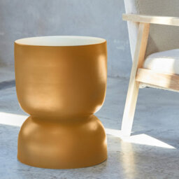 Sweeek - Side Table End Table Metal Bedside Table Diam.32 X H42Cm Madi Mustard Yellow 32X32X42 Cm - thumbnail 3