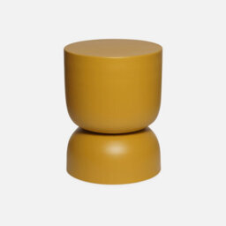 Sweeek - Side Table End Table Metal Bedside Table Diam.32 X H42Cm Madi Mustard Yellow 32X32X42 Cm - thumbnail 1