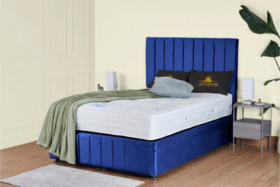 UKBEDFURNITURE Hamilton Plush Blue End Opening Divan Ottoman Bed With 54 Inch Headboard & 10 Inch Orthopaedic Mattress - image 1