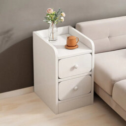 2 Drawers Modern Bedside Table 2-Drawer Cabinet Bedroom Furniture Storage Nightstand Shelf - thumbnail 3