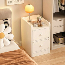 2 Drawers Modern Bedside Table 2-Drawer Cabinet Bedroom Furniture Storage Nightstand Shelf - thumbnail 4