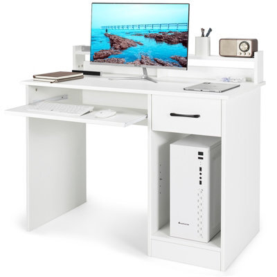 Costway Wooden Computer Desk W/ Keyboard Tray Home Office Writing Desk Vanity Dressing Table - image 1