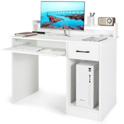 Costway Wooden Computer Desk W/ Keyboard Tray Home Office Writing Desk Vanity Dressing Table - thumbnail 1