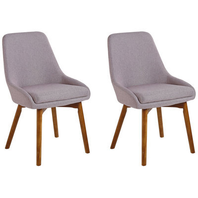Beliani Set Of 2 Dining Chairs Melfort Fabric Taupe - image 1