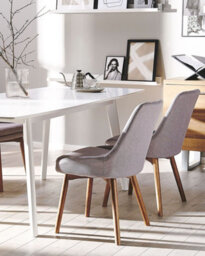 Beliani Set Of 2 Dining Chairs Melfort Fabric Taupe - thumbnail 2