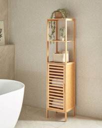 Beliani Shelving Unit Owasso Bamboo Wood Light Brown - thumbnail 2
