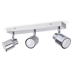 Valuelights Benton Chrome 3 Way Bar Ip44 Bathroom Ceiling Spotlight And Cool Bulbs - thumbnail 1