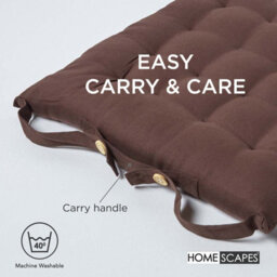 Homescapes Chocolate Brown Seat Pads Or Cotton Chair Cushions 40X40 Cm, Set Of 6 Plain Chair Pads For Dining, Kitchen Or Outdoor - thumbnail 6