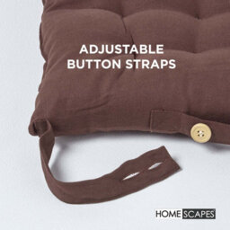Homescapes Chocolate Brown Seat Pads Or Cotton Chair Cushions 40X40 Cm, Set Of 6 Plain Chair Pads For Dining, Kitchen Or Outdoor - thumbnail 5