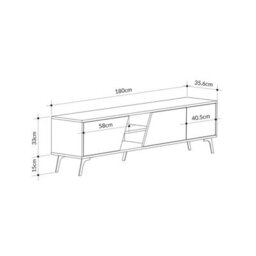 "Decortie Fiona Modern Tv Unit Multimedia Cabinet With Storage Doors 75"" Ancient White Retro Grey 180Cm" - thumbnail 3