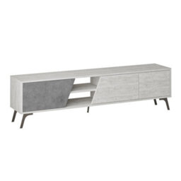 "Decortie Fiona Modern Tv Unit Multimedia Cabinet With Storage Doors 75"" Ancient White Retro Grey 180Cm" - thumbnail 2