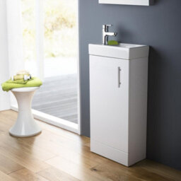 FNX Bathrooms Bubly Bathrooms™ 400mm Compact Cloakroom Storage Bathroom Vanity Unit & Ceramic Basin Sink - thumbnail 1