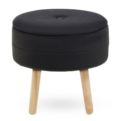 Orsina Stylish Black Velvet Stool, Durable Kitchen Bar Stool For Bedroom, Versatile Design Bar Stool For Guests - image 1