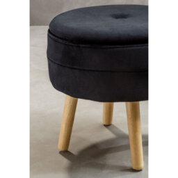 Orsina Stylish Black Velvet Stool, Durable Kitchen Bar Stool For Bedroom, Versatile Design Bar Stool For Guests - thumbnail 6