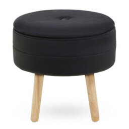 Orsina Stylish Black Velvet Stool, Durable Kitchen Bar Stool For Bedroom, Versatile Design Bar Stool For Guests - thumbnail 1