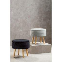 Orsina Stylish Black Velvet Stool, Durable Kitchen Bar Stool For Bedroom, Versatile Design Bar Stool For Guests - thumbnail 4
