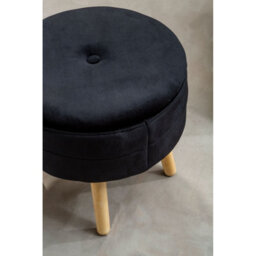 Orsina Stylish Black Velvet Stool, Durable Kitchen Bar Stool For Bedroom, Versatile Design Bar Stool For Guests - thumbnail 5