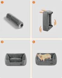 Songmics Dog Bed, Linen-Look Pet Bed, Dog Sofa Bed With Raised Edges, Non-Slip Bottom, Removable Washable Cover, L, Light Grey - thumbnail 8