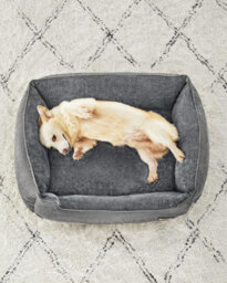 Songmics Dog Bed, Linen-Look Pet Bed, Dog Sofa Bed With Raised Edges, Non-Slip Bottom, Removable Washable Cover, L, Light Grey - thumbnail 3