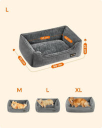 Songmics Dog Bed, Linen-Look Pet Bed, Dog Sofa Bed With Raised Edges, Non-Slip Bottom, Removable Washable Cover, L, Light Grey - thumbnail 2