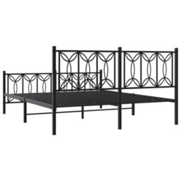 Berkfield Metal Bed Frame Without Mattress With Footboard Black 150X200Cm - thumbnail 6