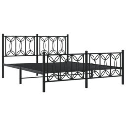 Berkfield Metal Bed Frame Without Mattress With Footboard Black 150X200Cm - thumbnail 3