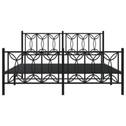 Berkfield Metal Bed Frame Without Mattress With Footboard Black 150X200Cm - thumbnail 4