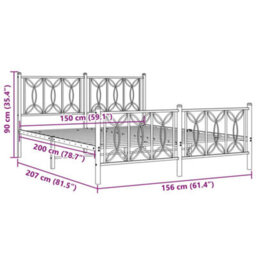 Berkfield Metal Bed Frame Without Mattress With Footboard Black 150X200Cm - thumbnail 8