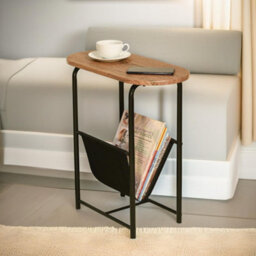 Pirlo Plush Industrial Side Table With Magazine Holder Brown - thumbnail 4