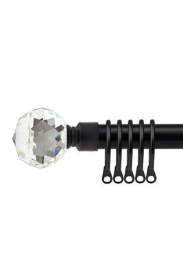 16-19mm Cristalla Extendable  Metal Curtain Pole Set Black 160-300Cm