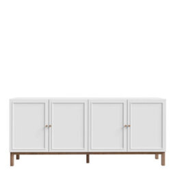 Wyld Haus Sofia Light Grey And Oak Wood Sideboard 4 Doors 1 Drawer Wide - thumbnail 4