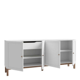 Wyld Haus Sofia Light Grey And Oak Wood Sideboard 4 Doors 1 Drawer Wide - thumbnail 5